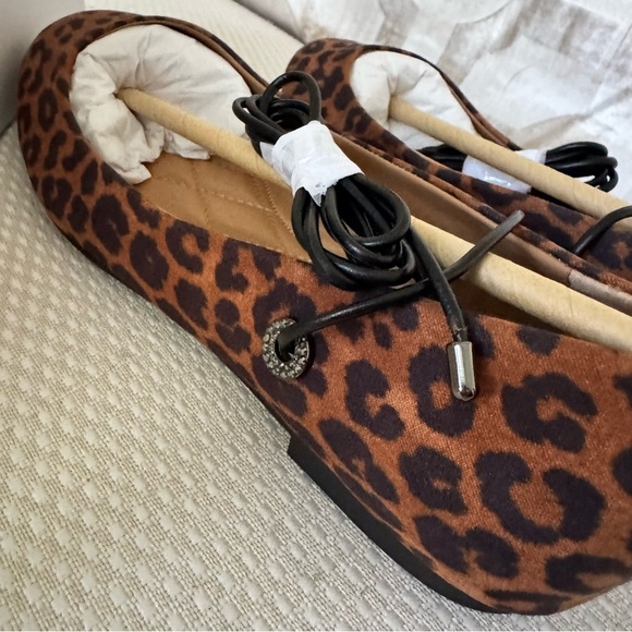 JESSICA SIMPSON Bingley Lace Up safari leopard animal print Flats size 7.5 NWT - Picture 5 of 10